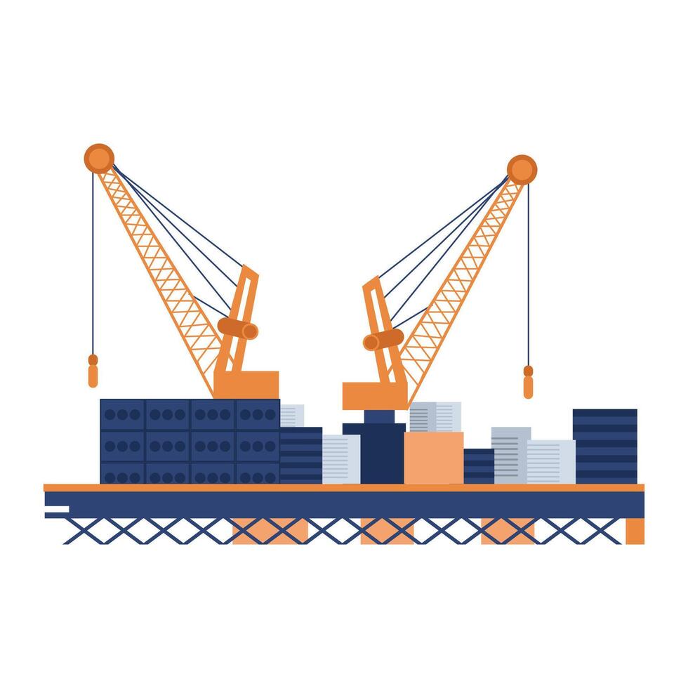 pescado industria en plano diseño. comercial Mariscos transporte a puerto. ilustración aislado. vector