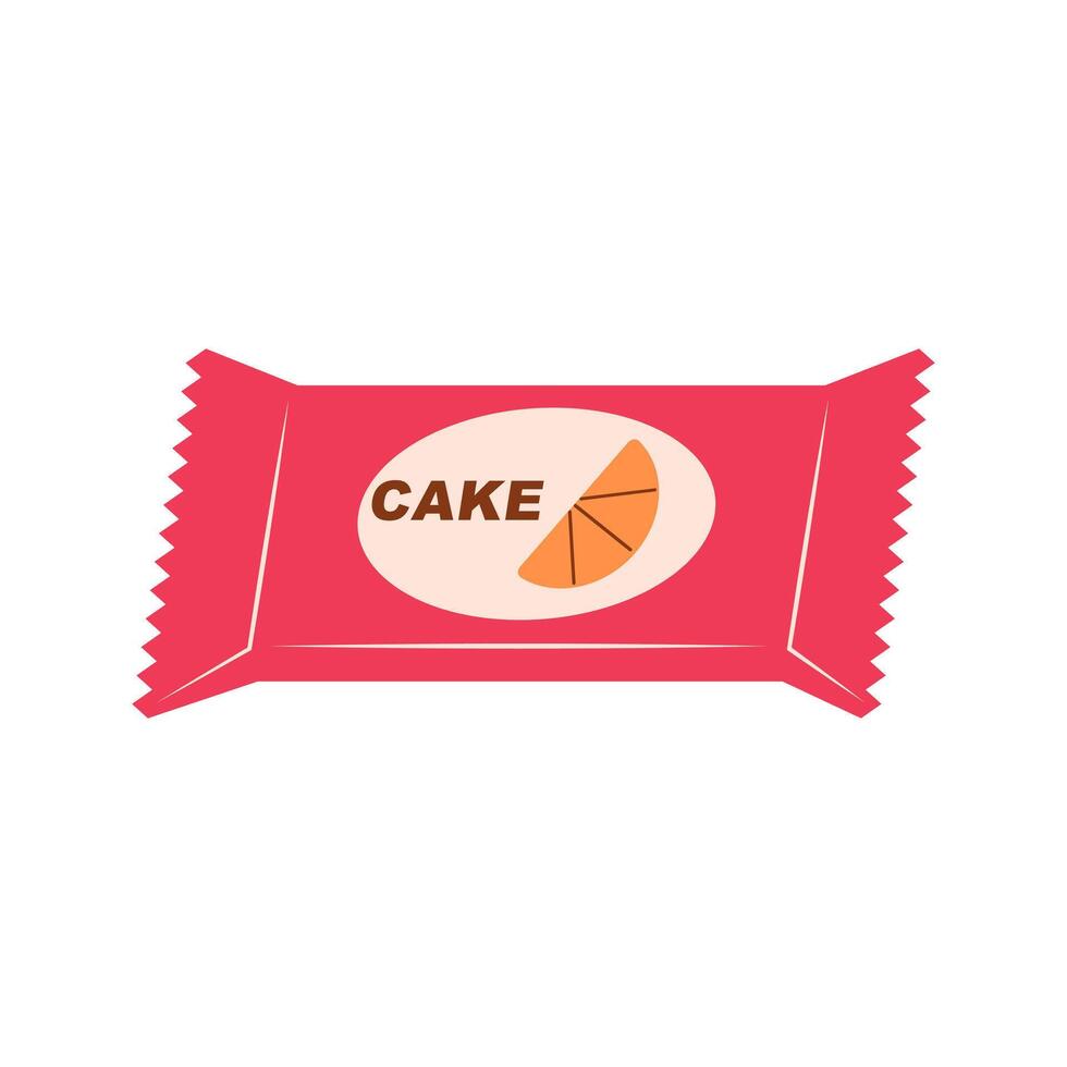 Cake piece or croissant in package in flat design. Sweet snack in pack. illustration isolated. vector