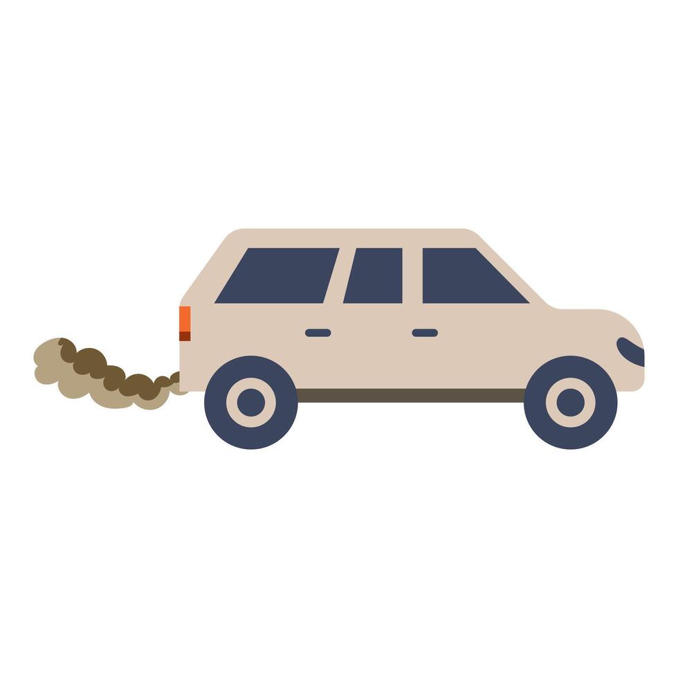 Car exhaust in flat design. Environmental pollution with toxic pipe gas. illustration isolated. vector