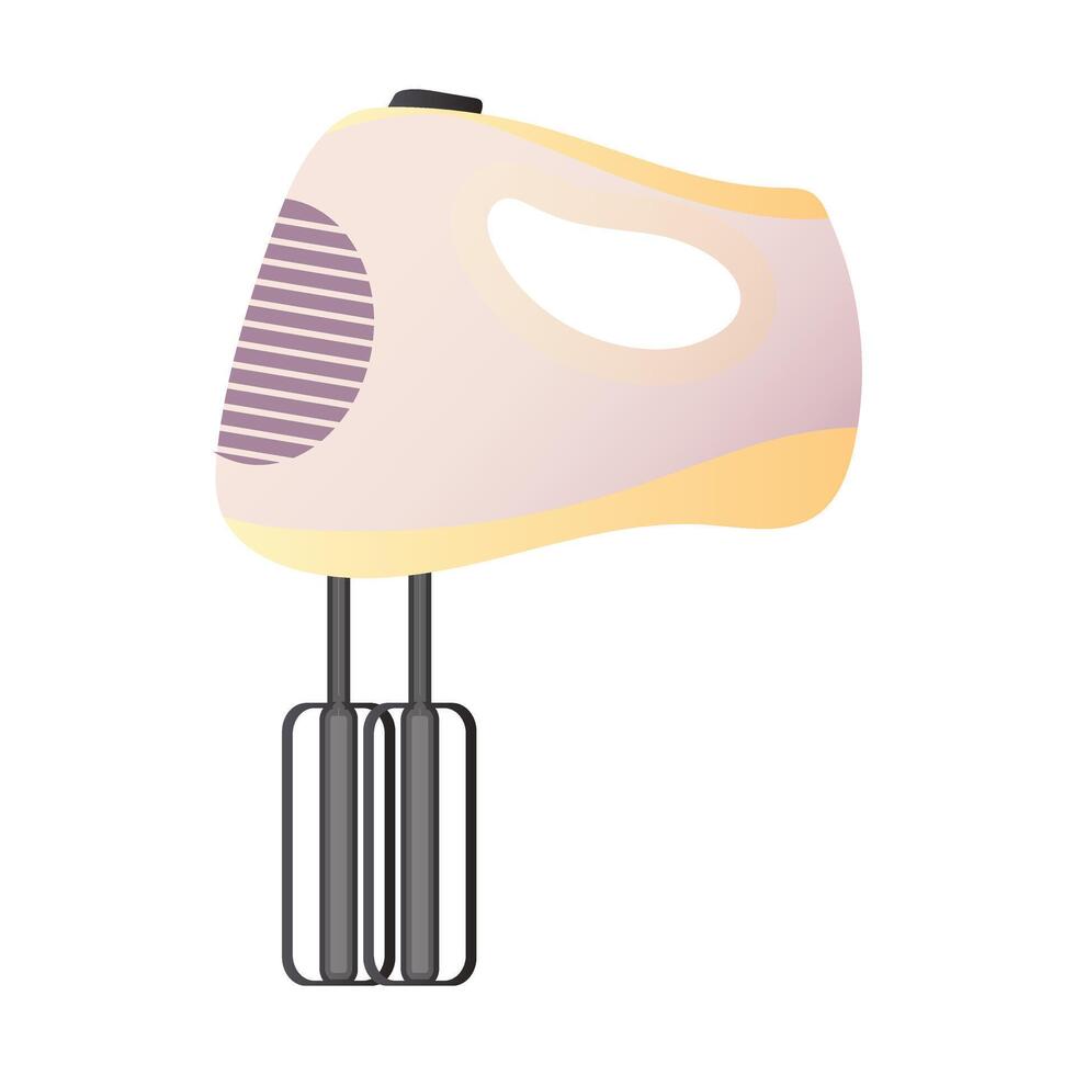 Kitchen hand mixer in flat design. Household electronic appliance, cooking tool. illustration isolated. vector