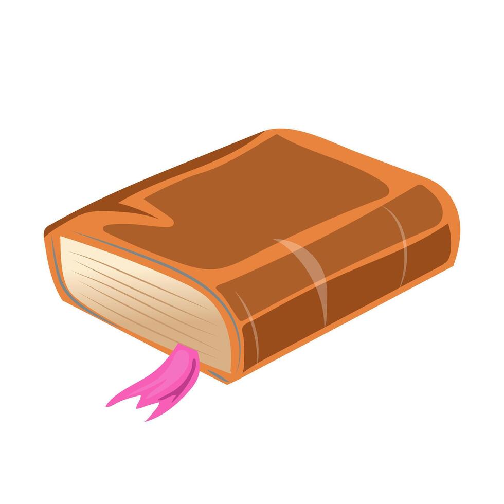 Magic book with bookmark in flat design. Medieval literature with spells. illustration isolated. vector