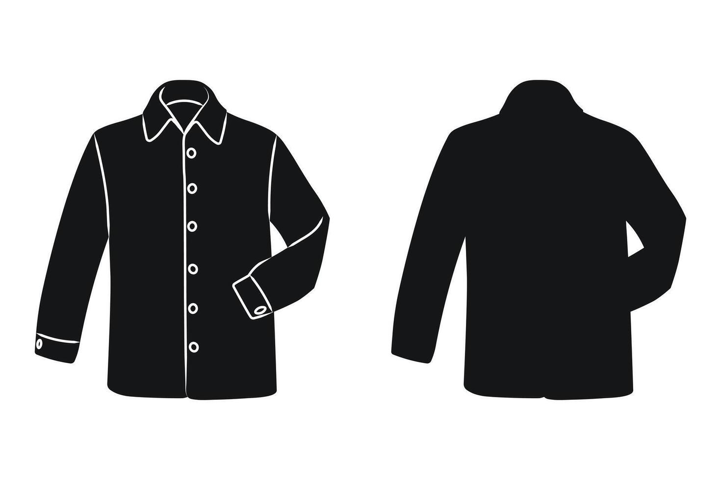 Long sleeve shirt, mens wardrobe, black silhouette vector