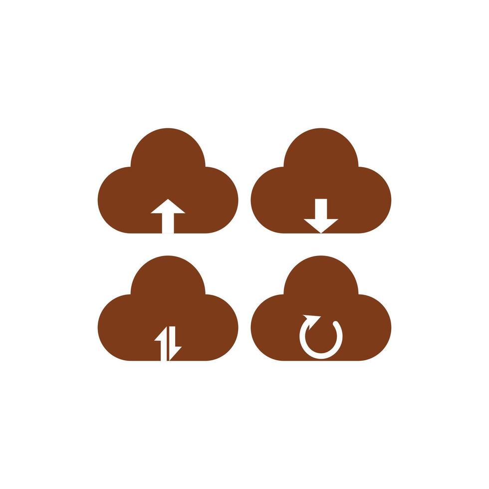 Cloud computing icon illustration. Cloud storage icon in flat style. Illustration design of cloud download and upload button icon. Element graphic design with a technology theme vector