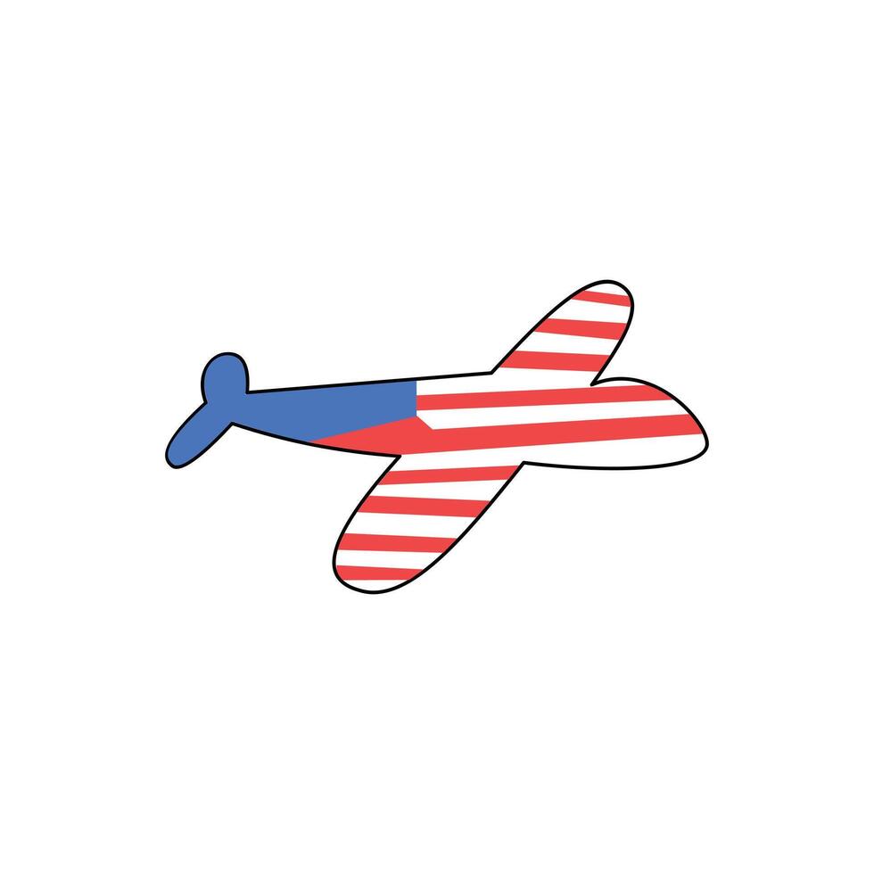 Airplane with flag of America illustration. Design element illustration icon airplane with American flag pattern. Illustration icon of airplane for various purposes vector