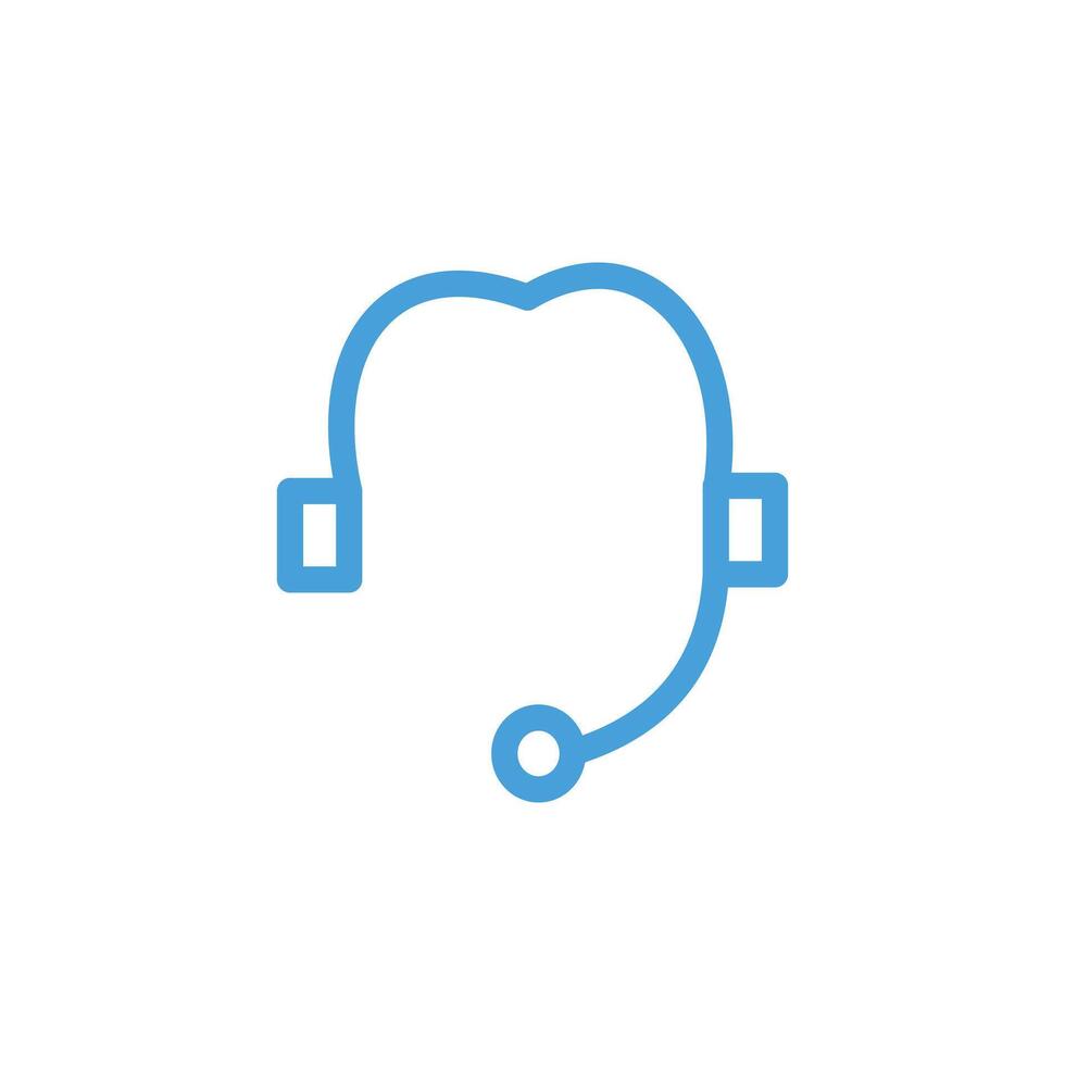 Illustration element design of headset in flat design. Headphones and stethoscope icon. Made in a blue striped style with white as the base color. vector