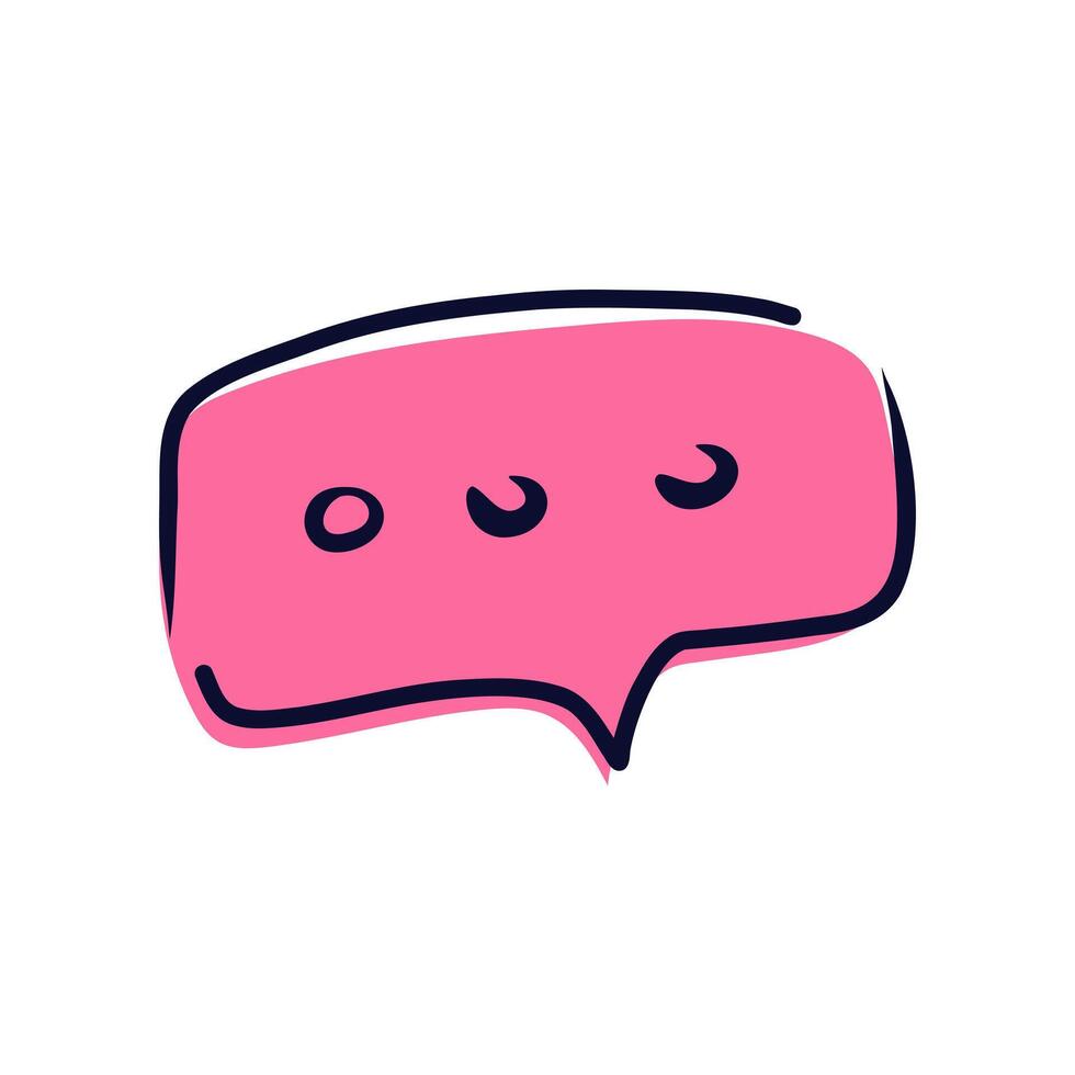 Pink speech bubble in flat design. Online message feedback symbol in doodle. illustration isolated. vector