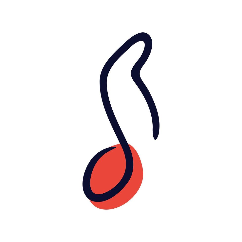 Music note in flat design. Musical audio and sound symbol in doodle shape. illustration isolated. vector