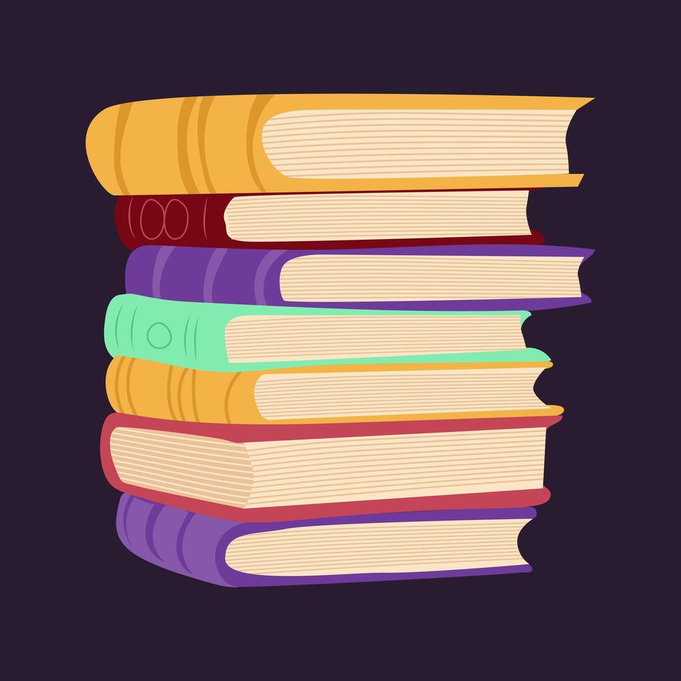 Old magic books stack in flat design. Wizard library and witch handbooks. illustration isolated. vector