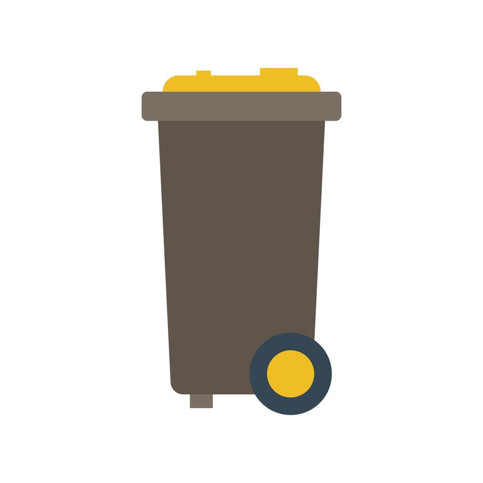 Trash bin with wheels and lid in flat design. Dump box for street cleaning. illustration isolated. vector