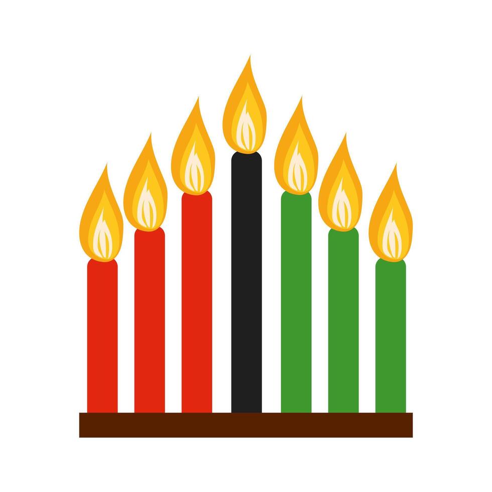 Traditional Kwanzaa holiday candles in flat design. Celebration candelabrum. illustration isolated. vector
