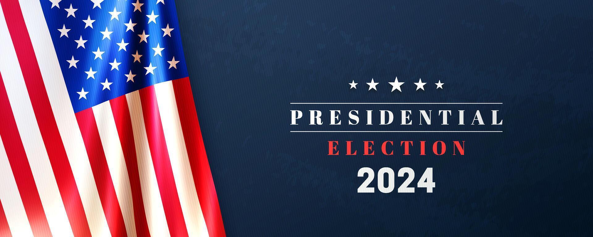 Presidential election USA banner with realistic American flag vector