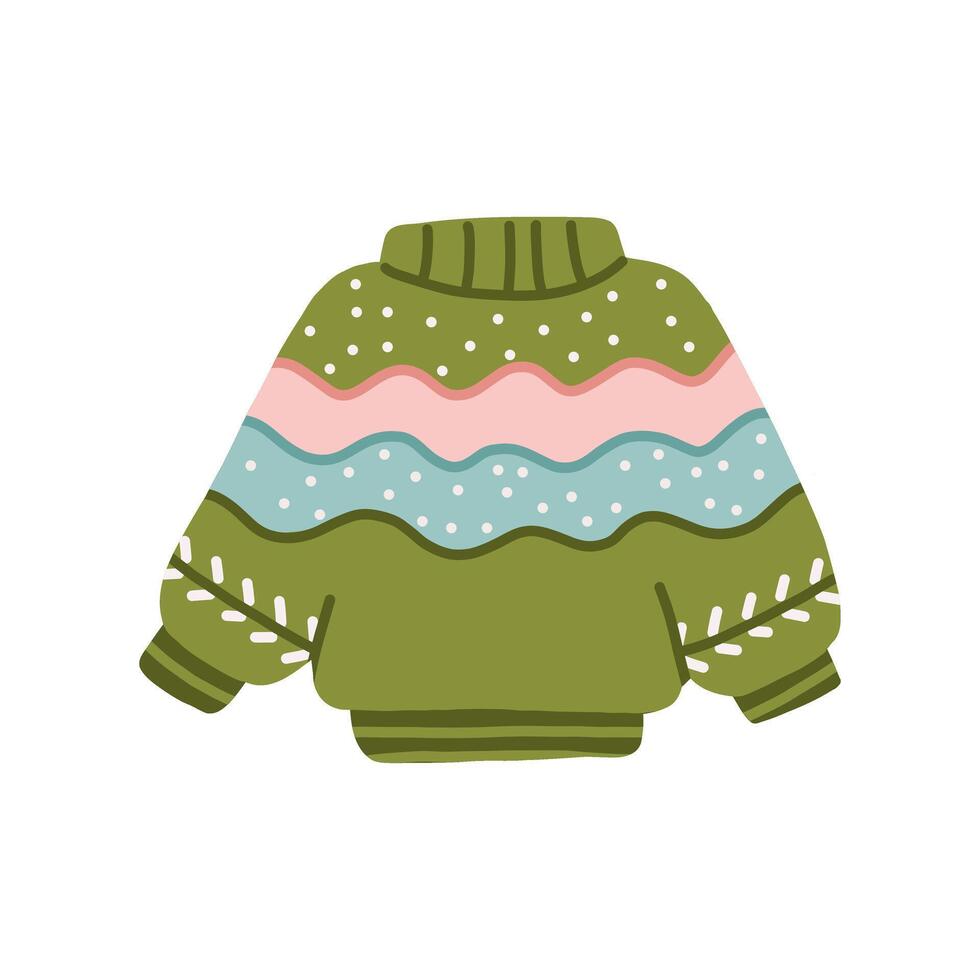 Ugly Christmas knitted Sweater. Hand Draw Jumper Illustration vector