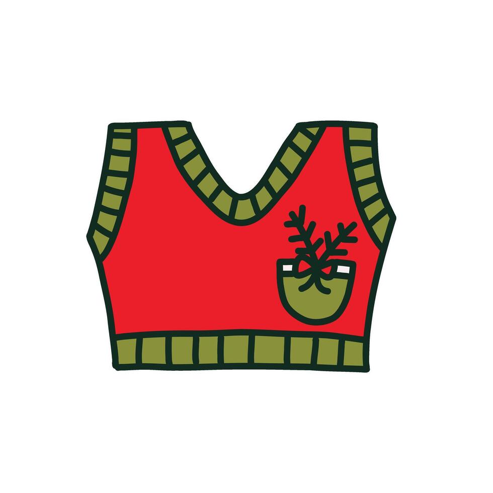 Ugly Christmas knitted vest. Hand Draw Jumper Illustration vector