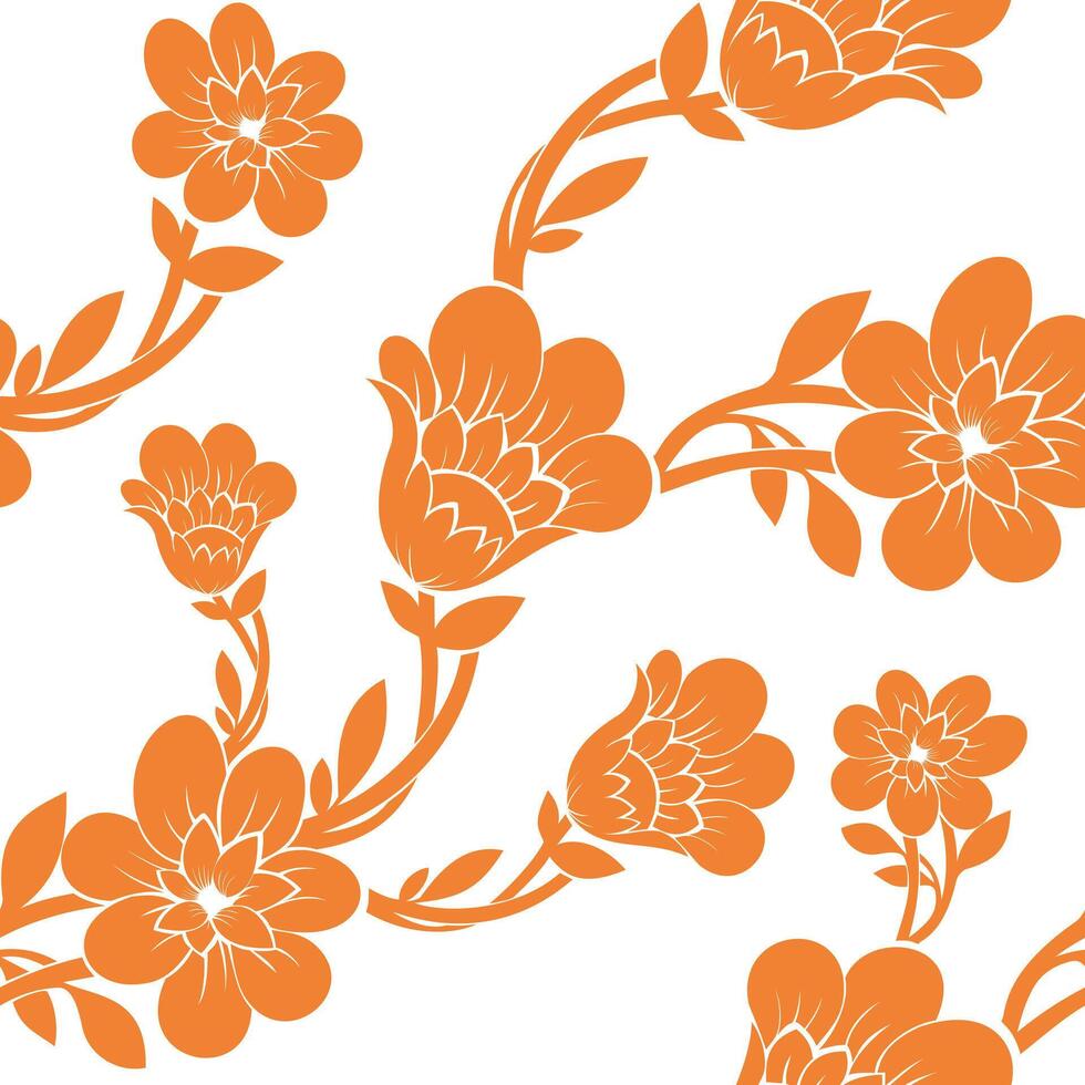 Seamless pattern with orange Chrysanthemums,japaneese floral pattern vector