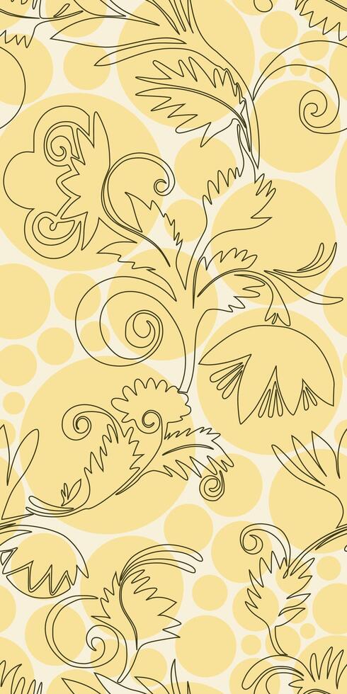 smooth patterned with hand-drawn chryshanthemum flowers on a circular background vector