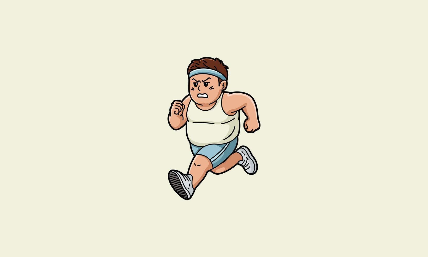 Cartoon man running with determination and focus. vector