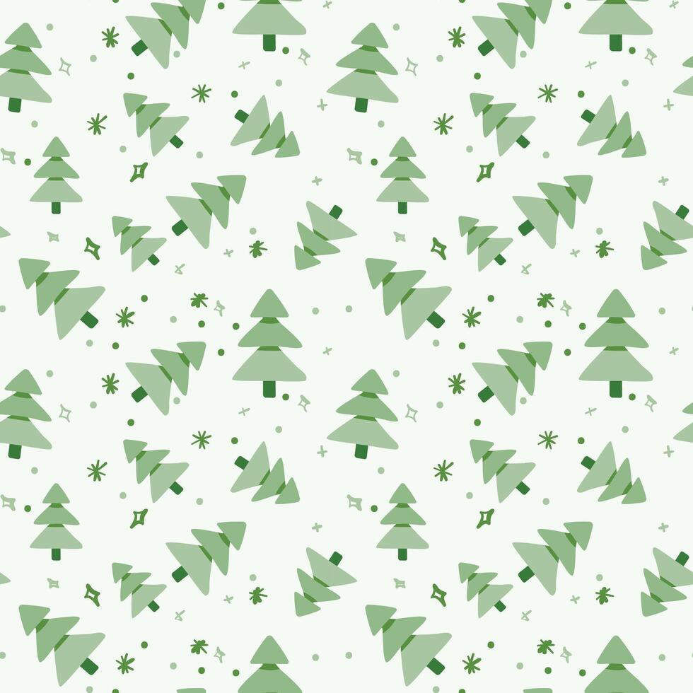 A green christmas tree pattern on a white background vector
