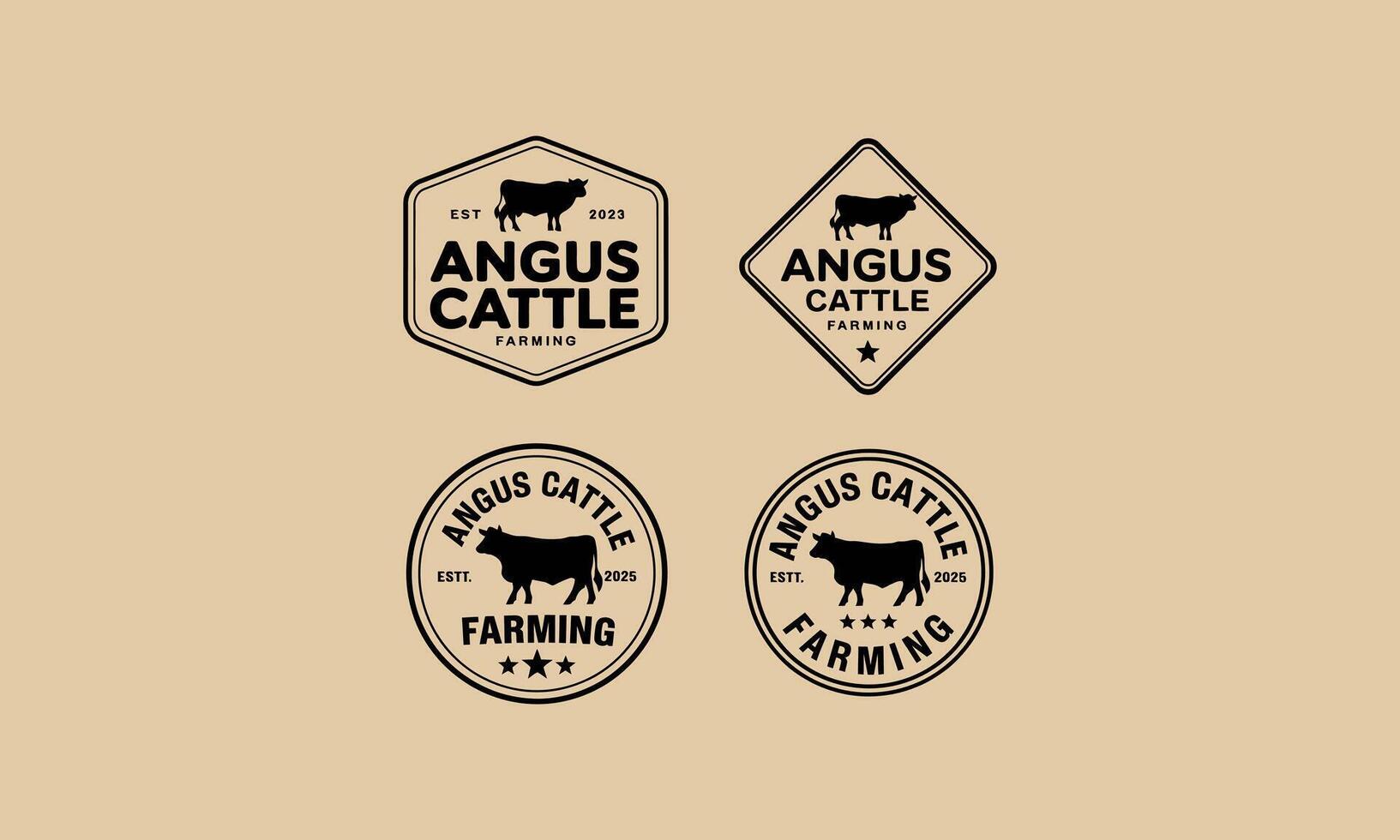 Vintage-style logos for an Angus cattle farming business. vector