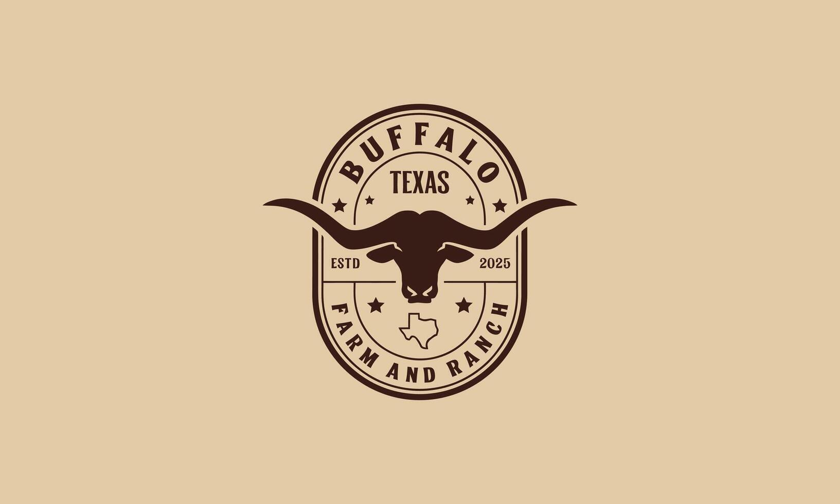 Vintage buffalo logo for Texas farm and ranch vector