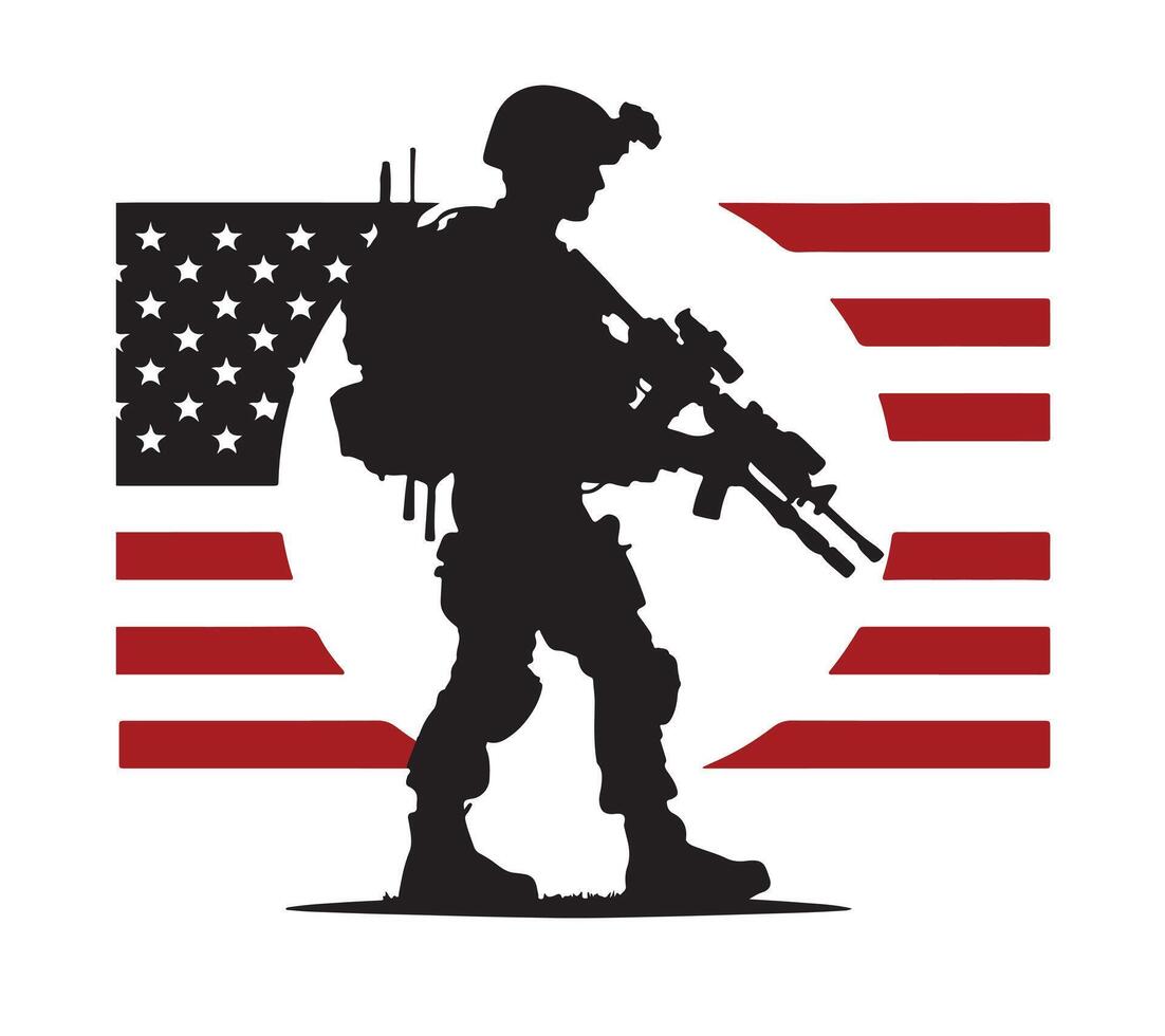 AMERICAN SOLDIER WITH GUN vector