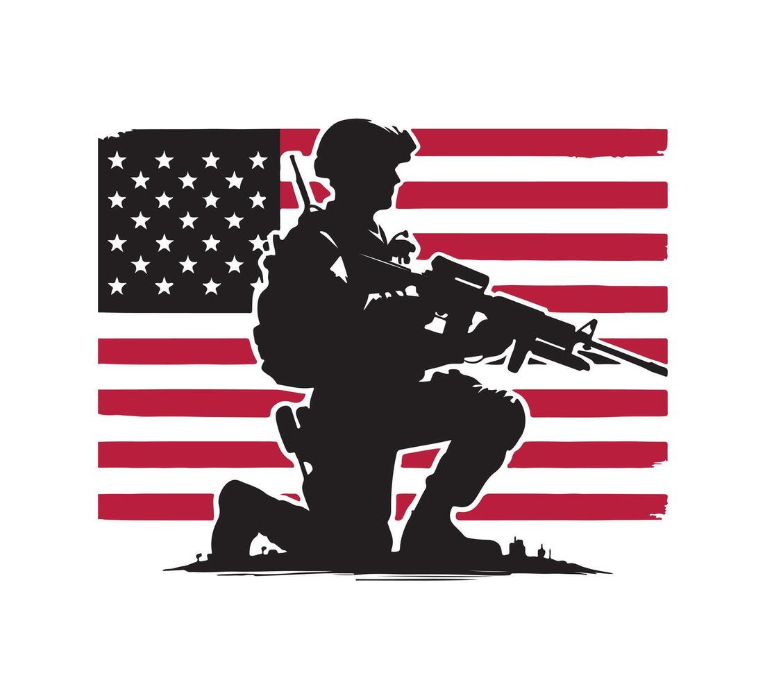 A army man with a gun and a flag vector