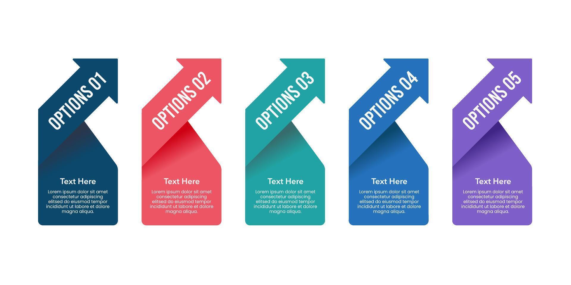 5 Infographic arrow signs options for presentations. Banners, Illustrations, Posters and Brochure. vector