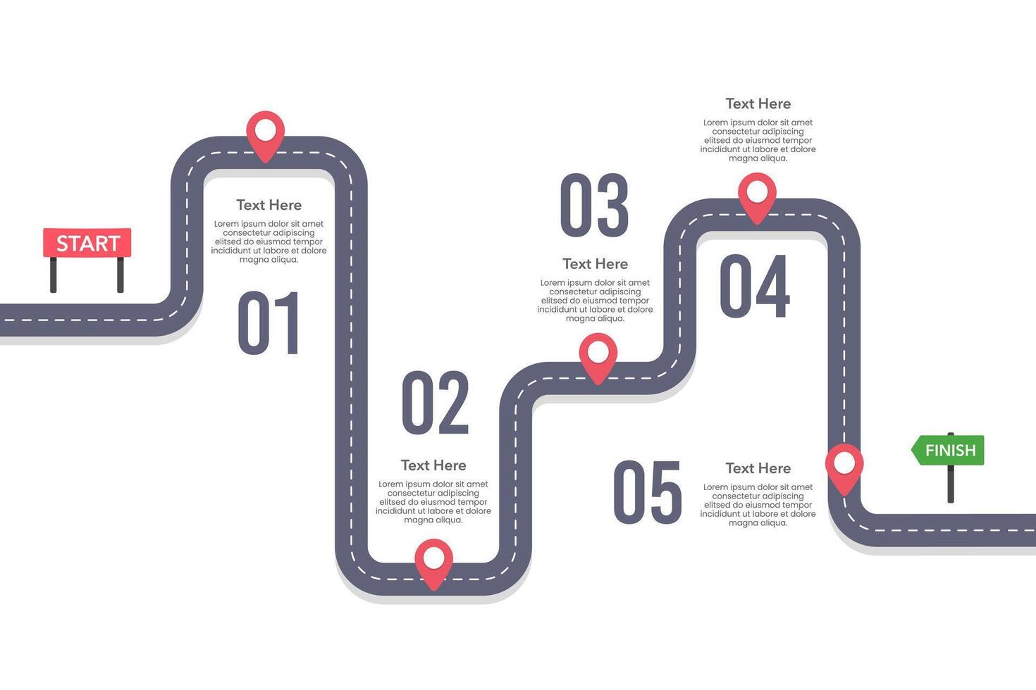 Infographic Timeline Roadmap 5 Business Milestones. The beginning and success of the business. Presentation, Plan, Banner and Brochure. vector