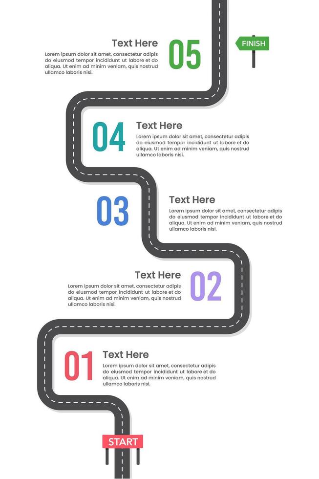 Vertical Infographic Timeline Roadmap 5 Business Milestones. The beginning and success of the business. Presentation, Plan, Banner and Brochure. vector