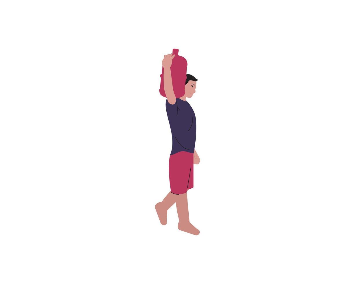 a man carrying water jug on shoulder illustration vector