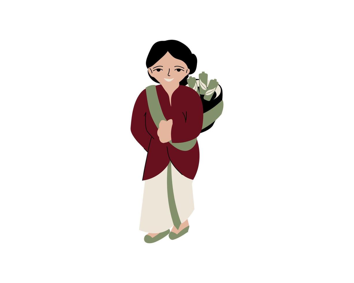 A woman selling Jamu or Herbal medicine Illustration vector