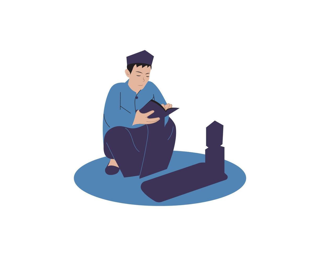 A man praying at Family Tombstone illustration vector