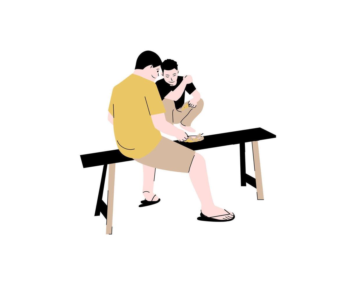 peoples eating street food illustration vector