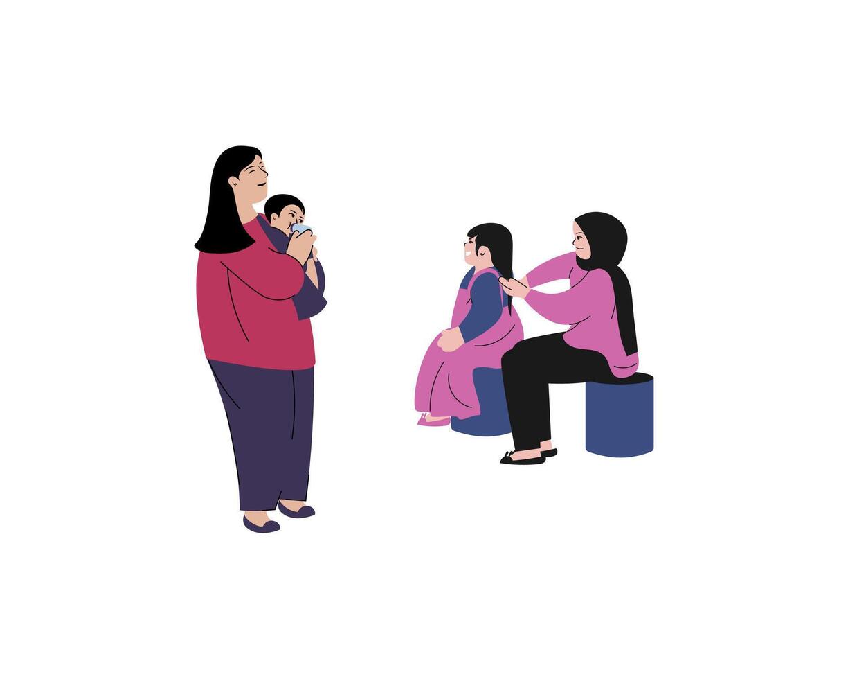 a mother spending time with her child illustration vector