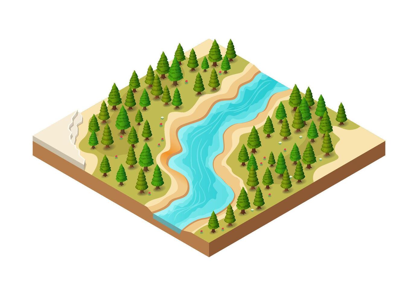 Beautiful isometric natural river vector