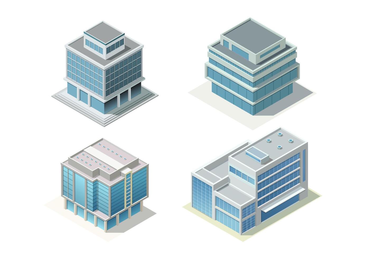 Set of isometric modern building. vector