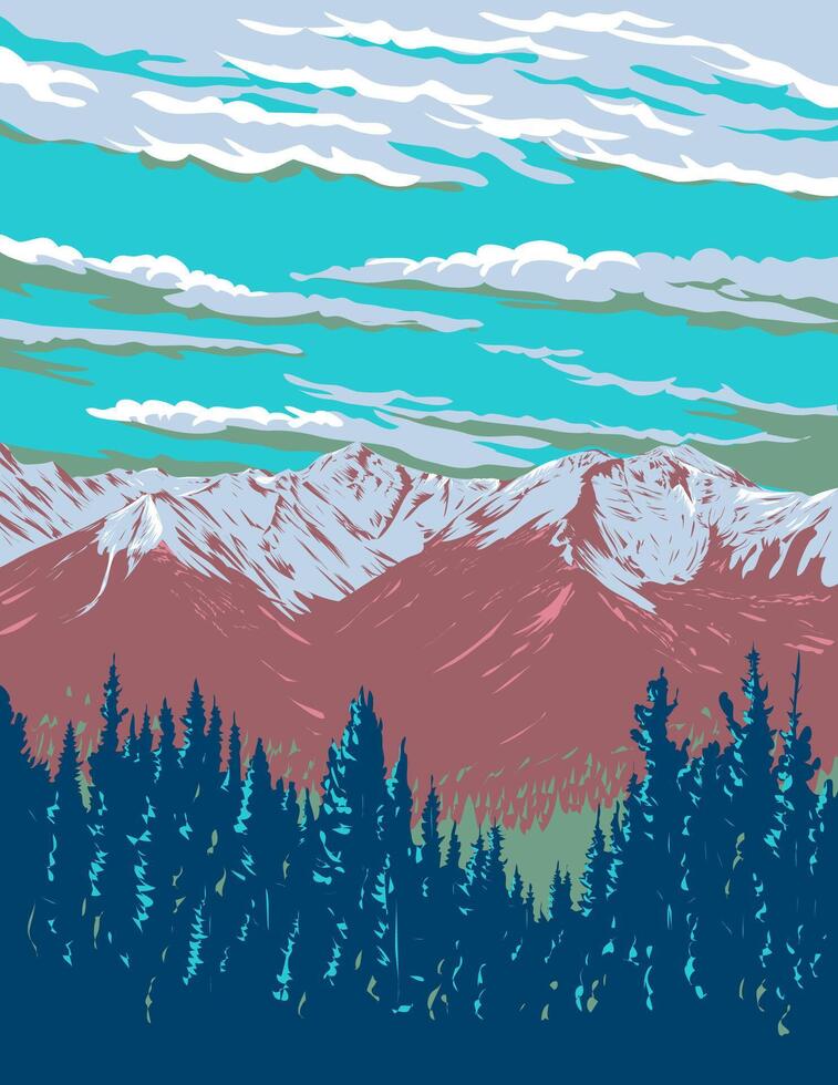 Sundance Range in Banff National Park Alberta Canada WPA Poster Art vector