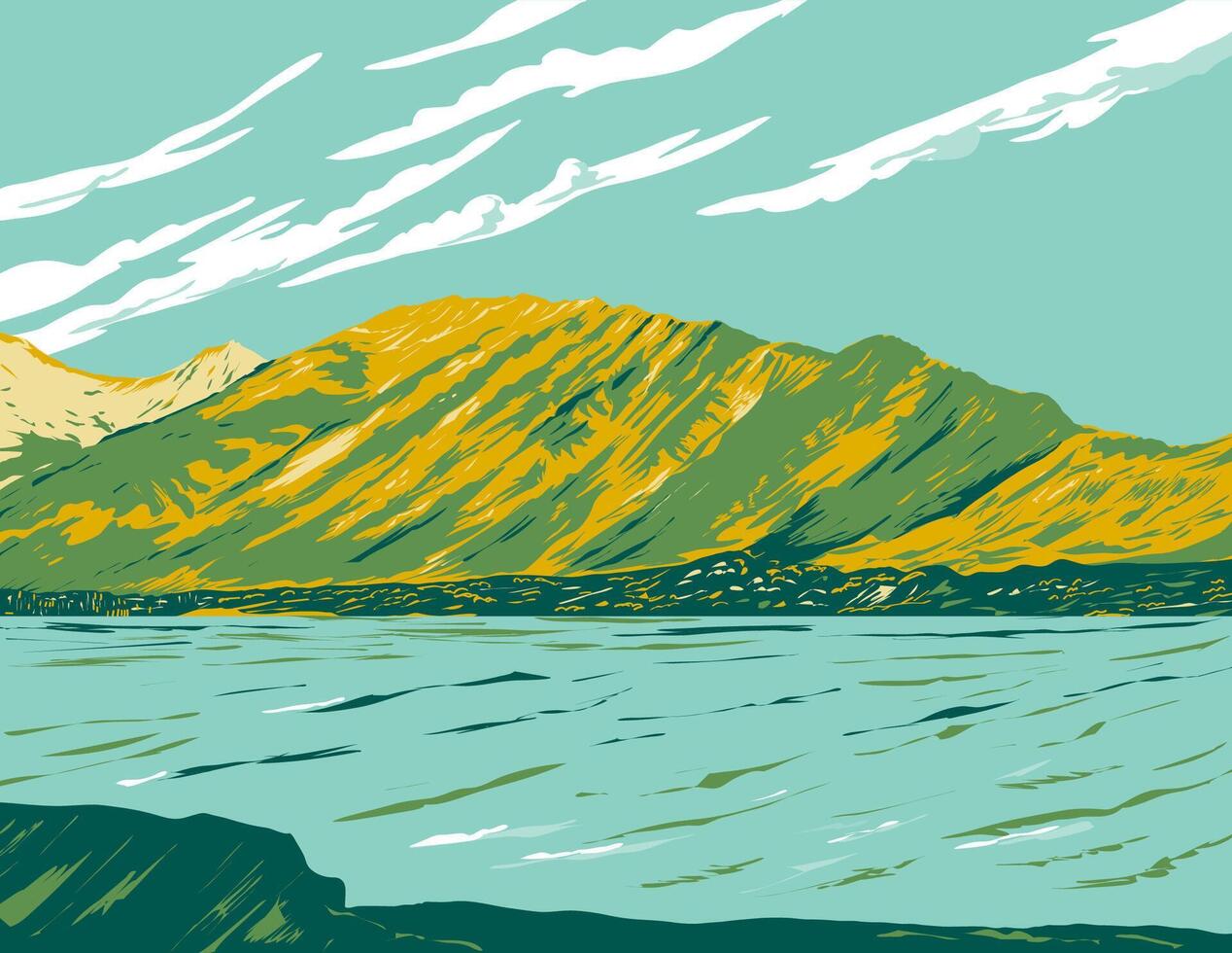 Lac des Arcs Within Banff National Park Alberta Canada WPA Poster Art vector