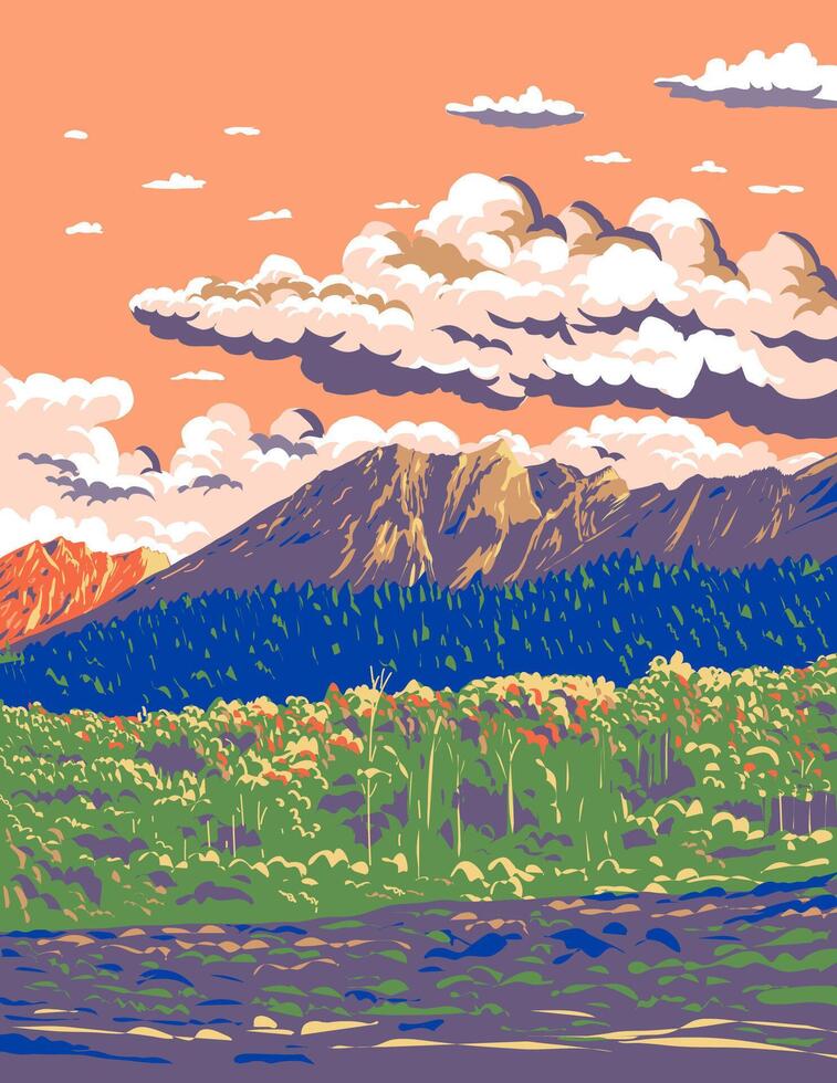 Canadian Rockies Within Banff National Park Alberta Canada WPA Poster Art vector
