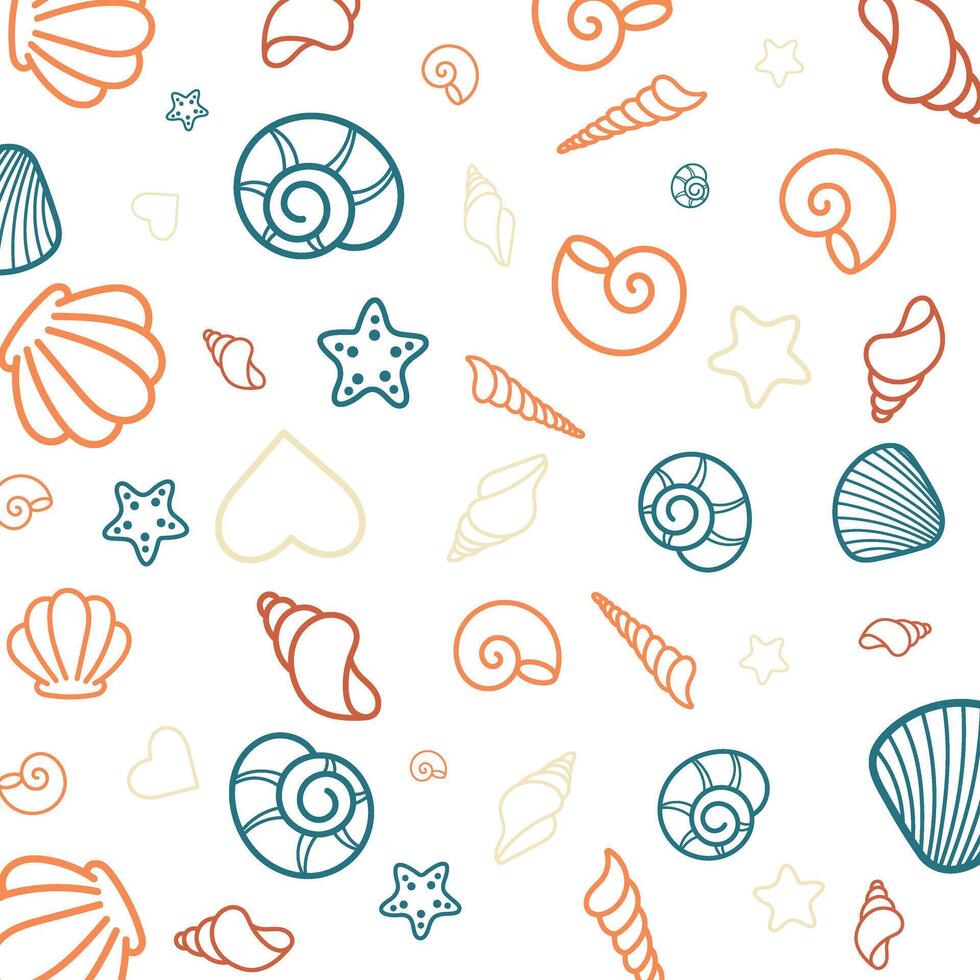 Seashell pattern design with vintage color vector
