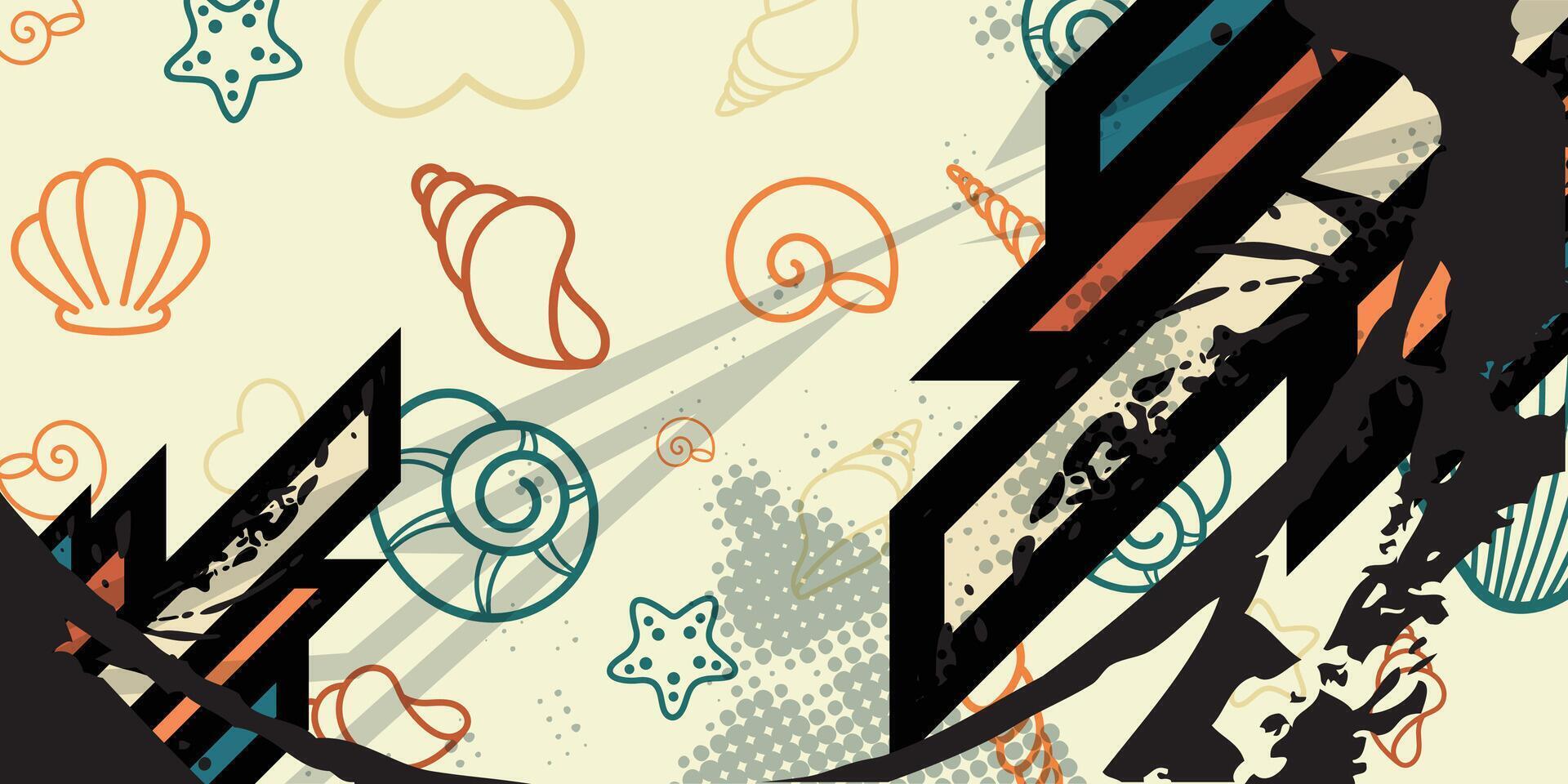 a colorful background with a black and white design vector