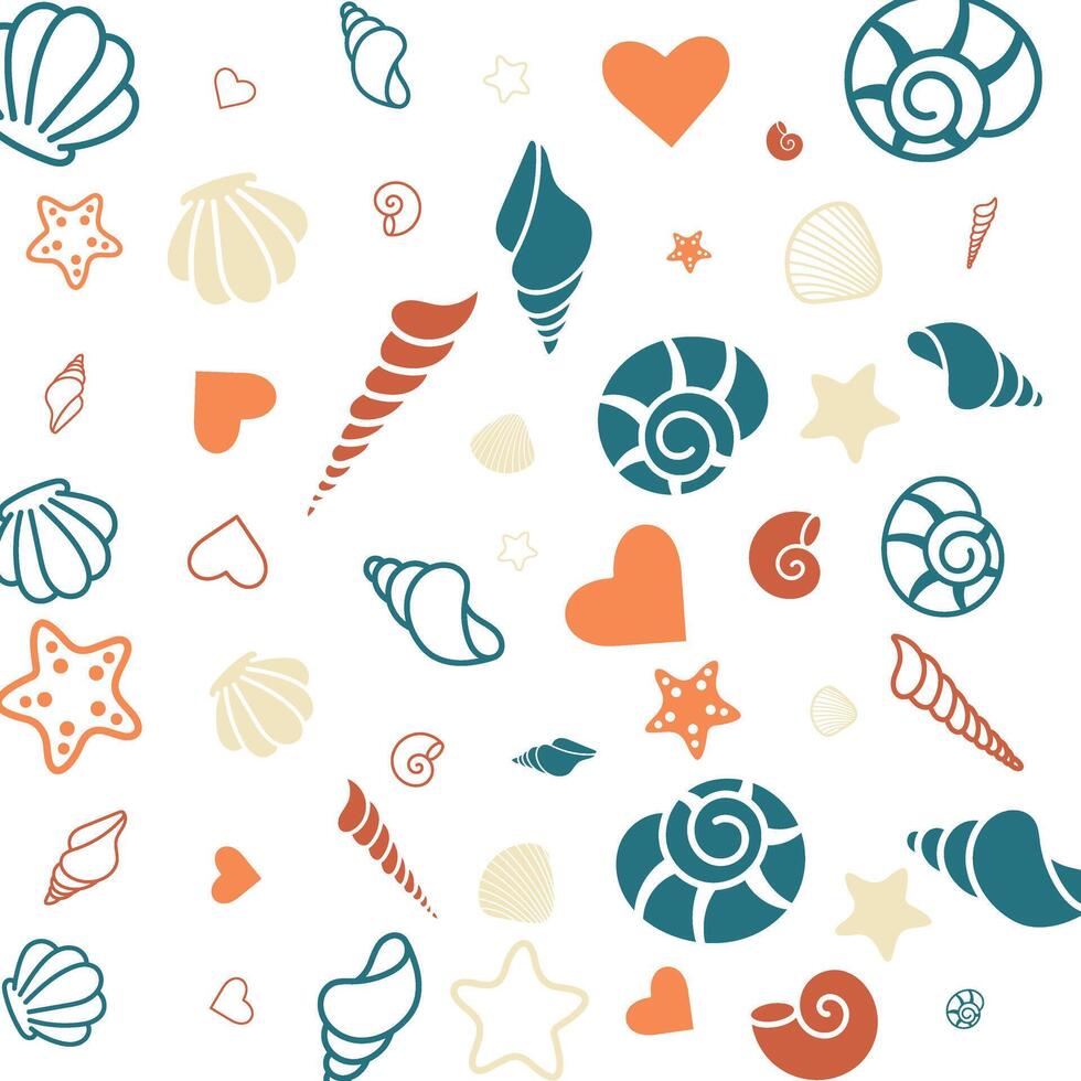 Sea shell pattern cover design with vintage color vector
