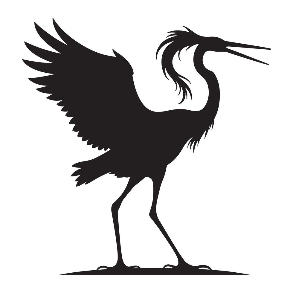 Beautiful great egret silhouette, isolated on a white background. illustration ideal for bird and wildlife-themed designs. Perfect for nature and animal-related projects. vector