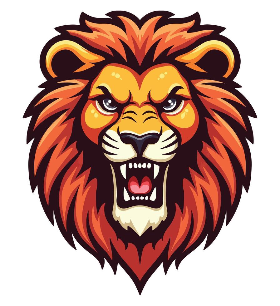 Lion face logo design. illustration of a lion head emblem vector