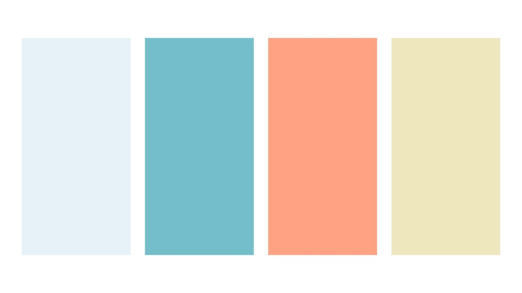 Baby blue, aquamarine, salmon, freesia color palette. Set of bright color palette combination in rgb hex. Color palette for ui ux design. Abstract illustration for your graphic design, banner, poster vector