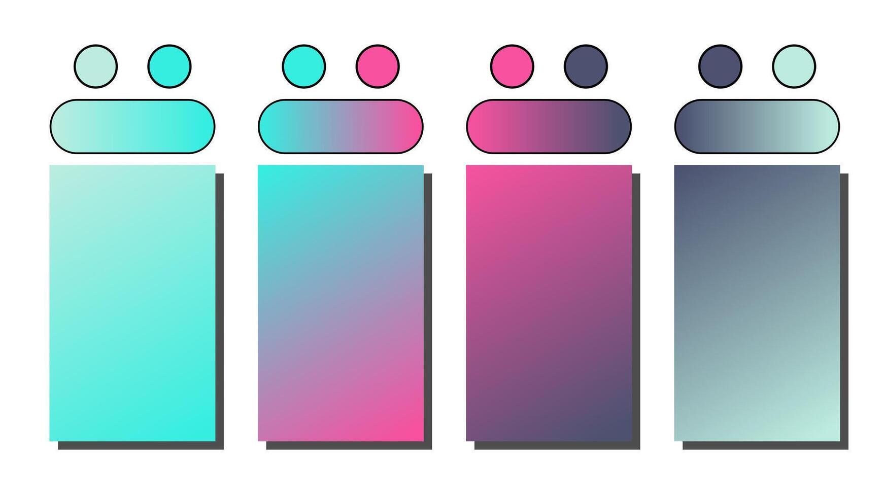 Set of gradient background. Cover set design with tiffany blue, cyan, hot pink, cornflower color. Beautiful abstract gradient for covers, wallpapers, branding, business cards illustration vector