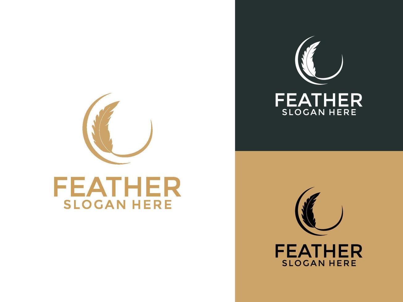 Feather logo design icon, signature logo design template vector