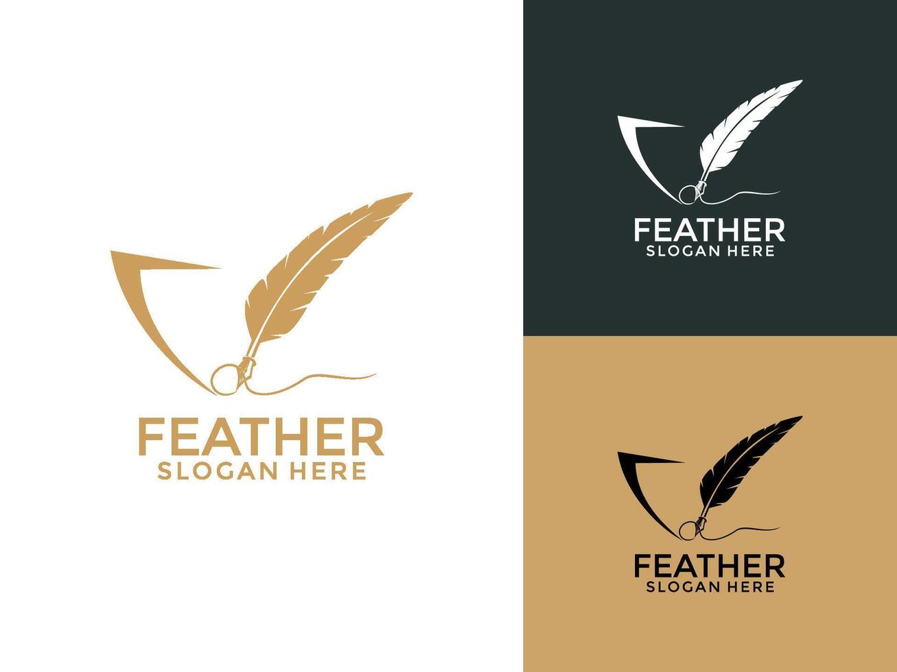 Feather Signature logo design , Feather logo design template vector