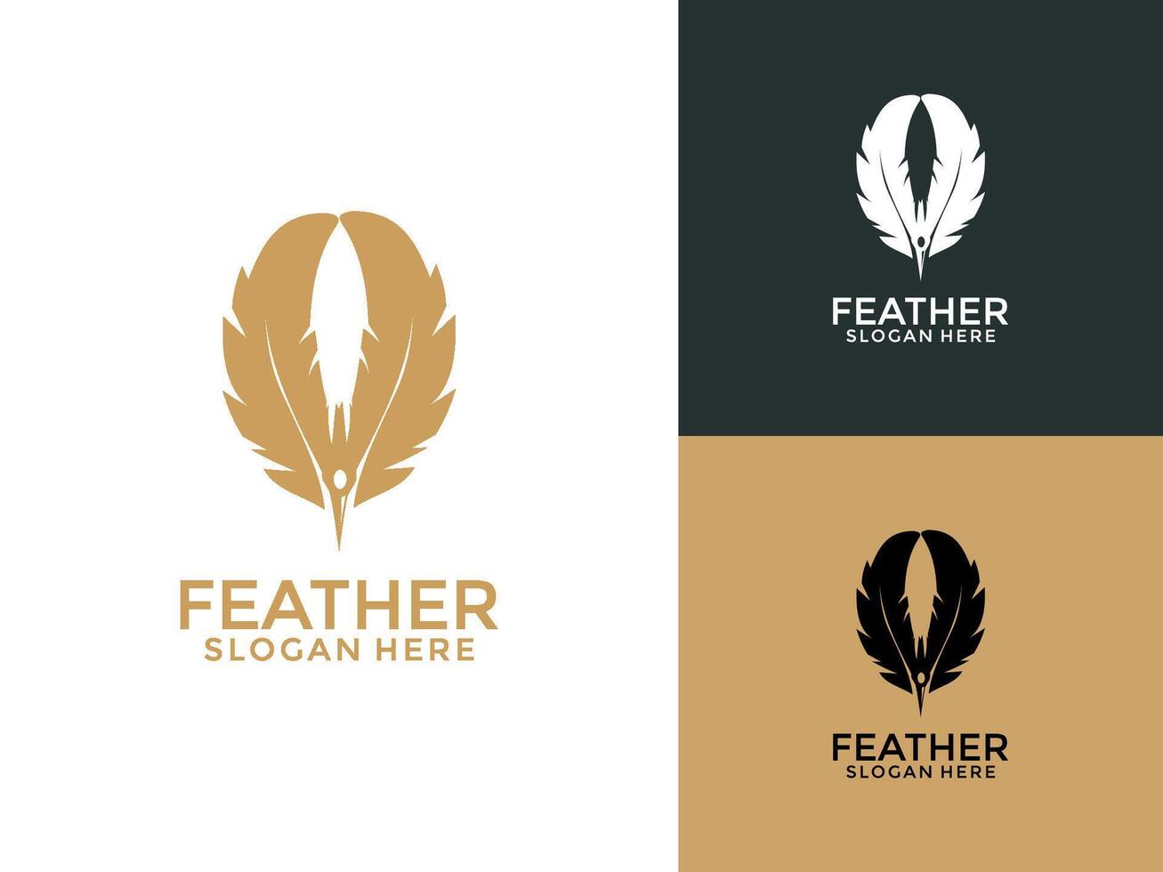 Feather logo design , signature logo design template vector