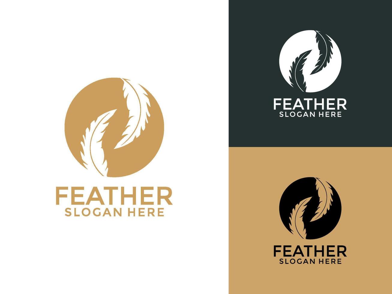 Feather Circle logo design , signature logo design template vector