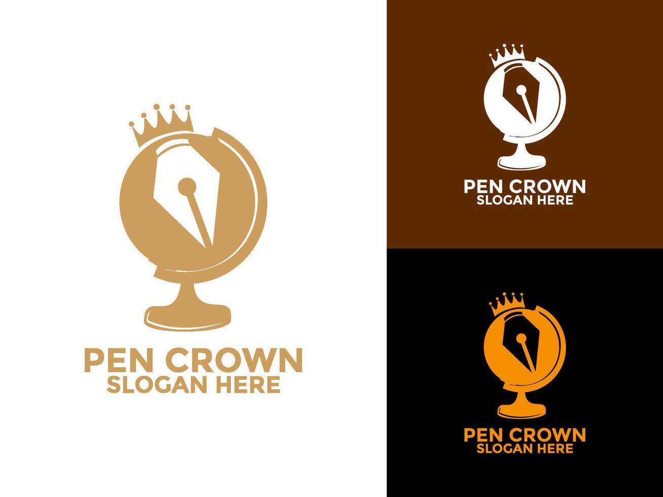King Pen Globe logo design , signature logo design template vector